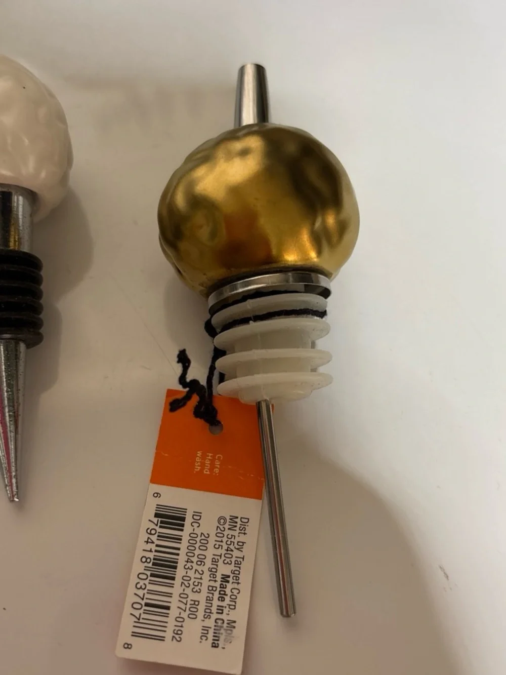 Target Gold and White Ceramic Bottle Pourer Set